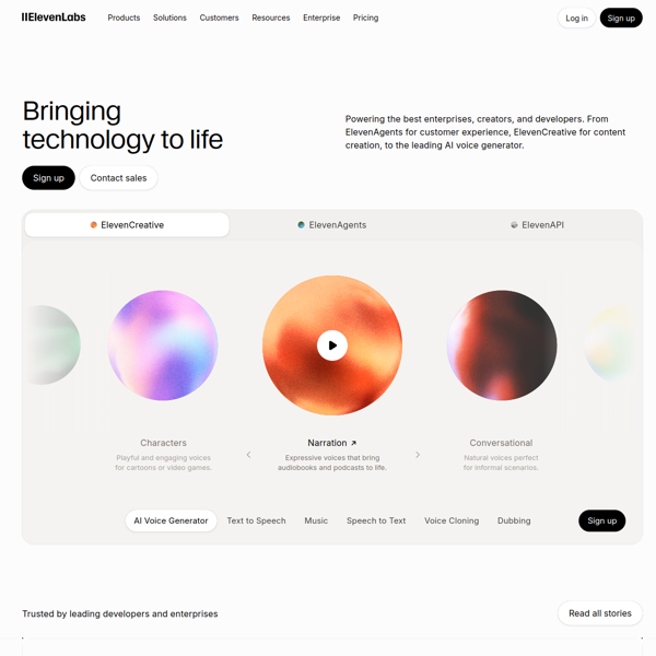 ElevenLabs homepage screenshot