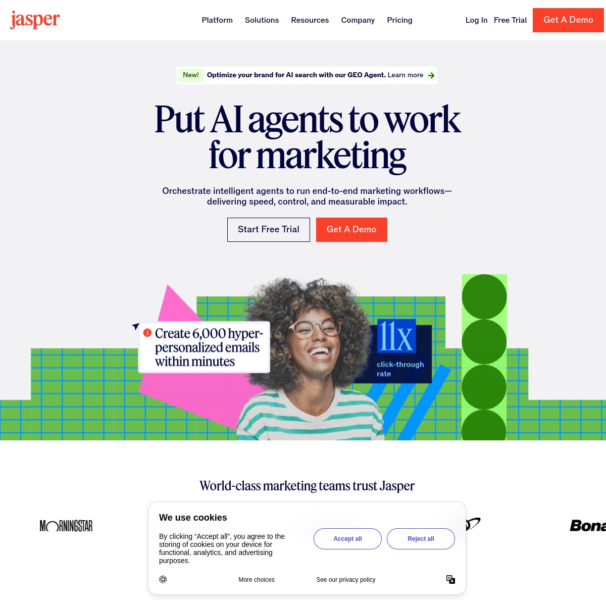 Jasper homepage screenshot
