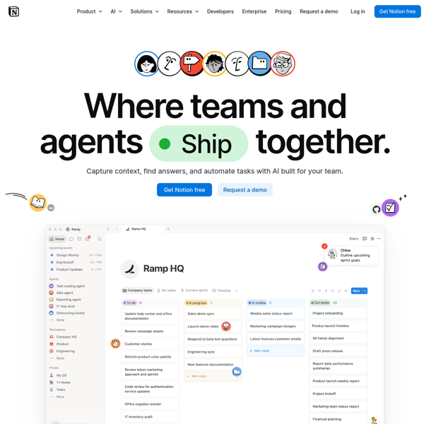 Notion AI homepage screenshot